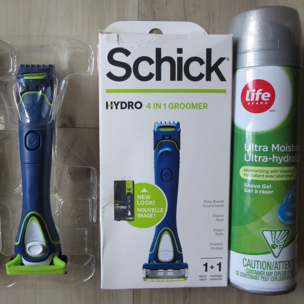 Cordless Schick Hydro 4 in 1 Groomer + Gel Foam. Like New – Battery Included